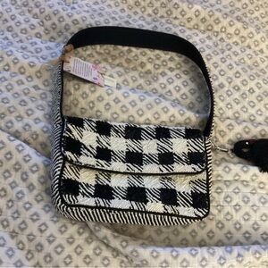 Stylish Black and White Checkered Women's Bag.  New. Beaded